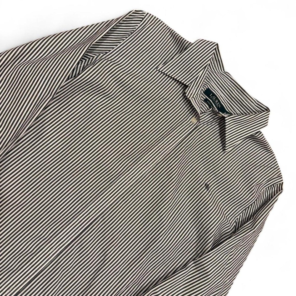 Lauren Ralph Lauren Mens XL Black White Striped Non-Iron Button Up Shirt LRL